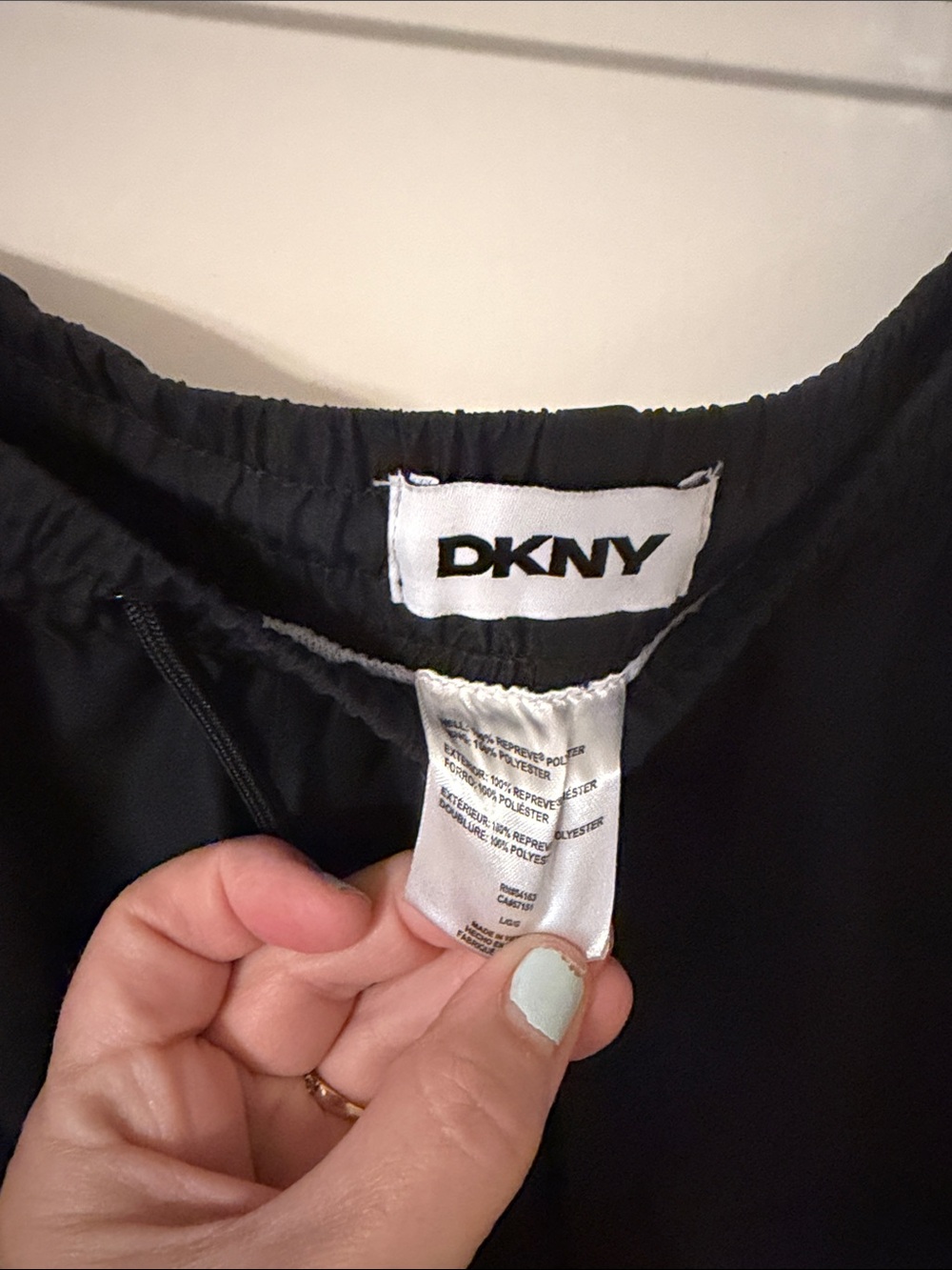 DKNY Men’s Black Athletic Shorts with White Logo - Picture 2 of 3